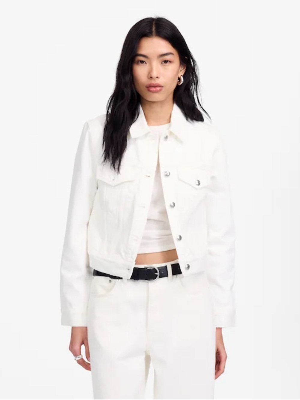Madewell Crop Jean Trucker Jacket Pure White Rigid Denim Size Small